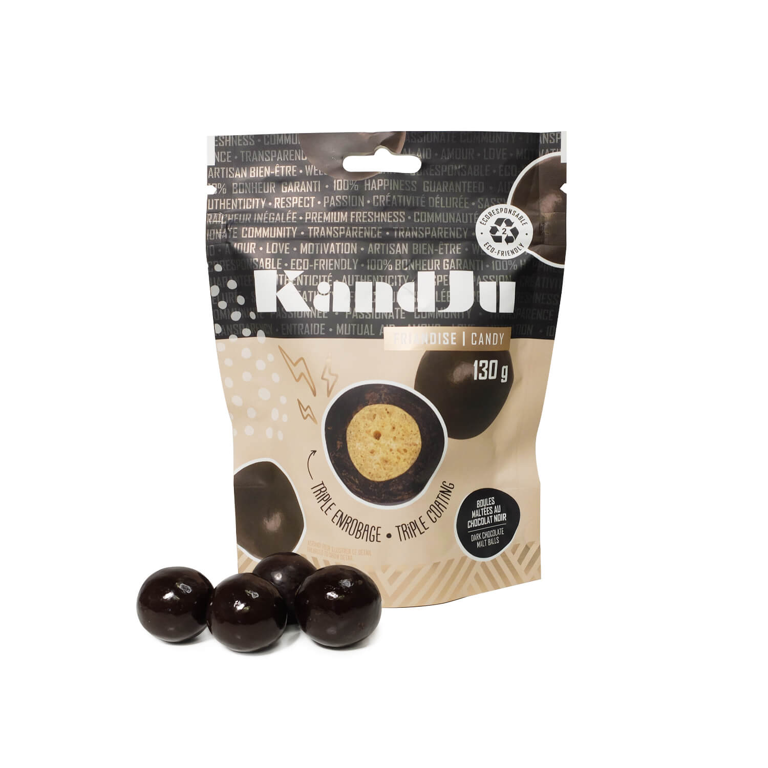 Dark chocolate malt balls - 130 g